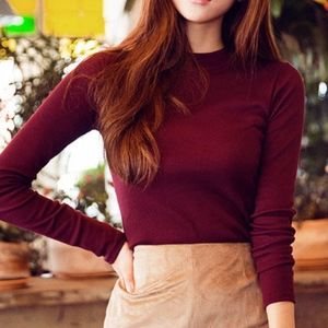 Dark Red Long Sleeve Top